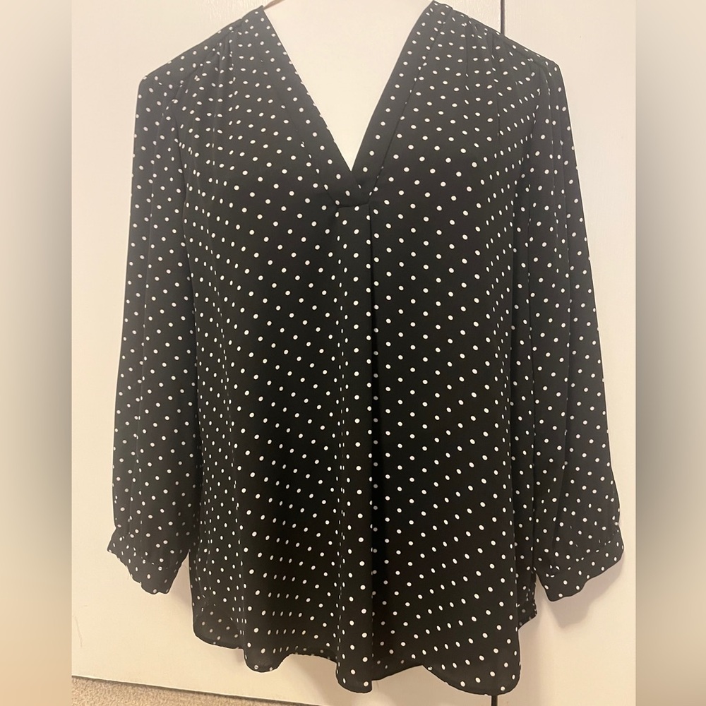 Vince Camuto Black and White Polka Dot Blouse